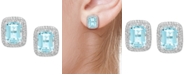 EFFY Collection EFFY&reg; Aquamarine (3-1/4 ct. t.w.) & Diamond (3/8 ct. t.w.) Halo Stud Earrings in 14k White Gold